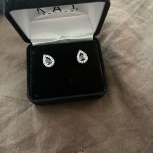 Kay Jewelers Silver and Blue Teardrop Earrings brand new never worn